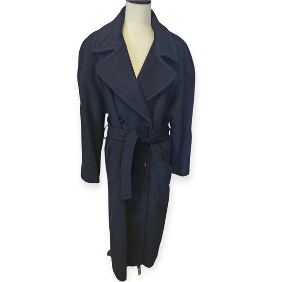 Jonathan Michael Jackets & Blazers - 100% Camel Hair Vintage Jonathan Michael Long Black Belted Trench Coat Women 10